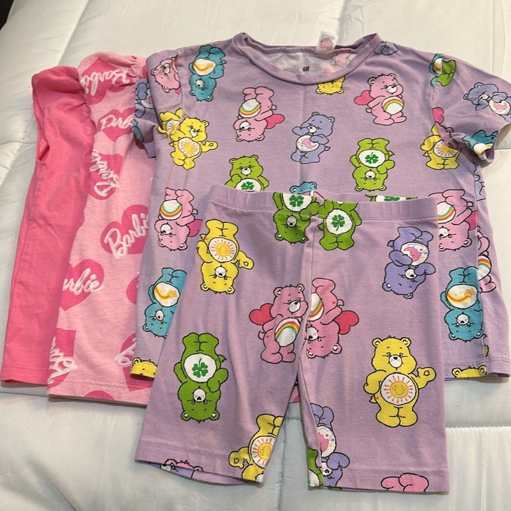 H&M Bundle Girls Tees Barbie and Care Bears Set 100% Cotton 5T
